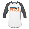 Tahoe, California Baseball T-Shirt - Retro Mountain Unisex Tahoe Raglan T Shirt - white/charcoal