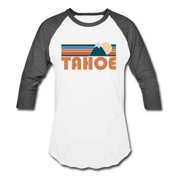 Tahoe, California Baseball T-Shirt - Retro Mountain Unisex Tahoe Raglan T Shirt - white/charcoal