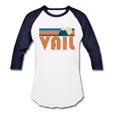 Vail, Colorado Baseball T-Shirt - Retro Mountain Unisex Vail Raglan T Shirt - white/navy