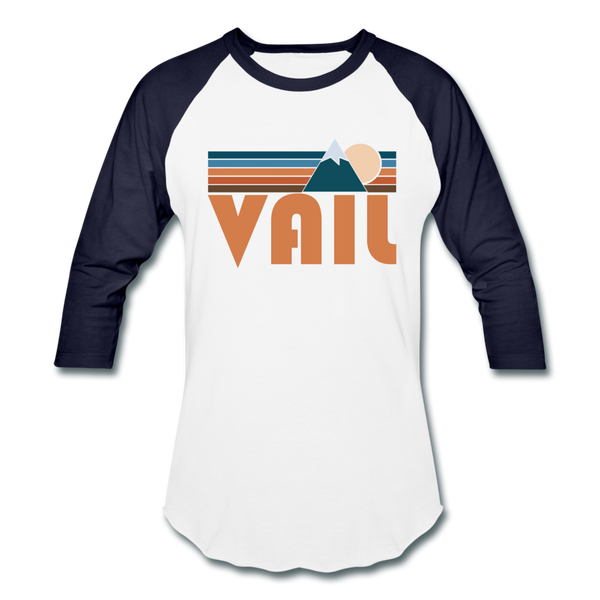 Vail, Colorado Baseball T-Shirt - Retro Mountain Unisex Vail Raglan T Shirt - white/navy
