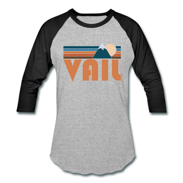 Vail, Colorado Baseball T-Shirt - Retro Mountain Unisex Vail Raglan T Shirt - heather gray/black