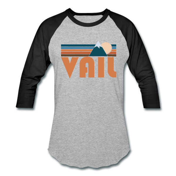Vail, Colorado Baseball T-Shirt - Retro Mountain Unisex Vail Raglan T Shirt - heather gray/black