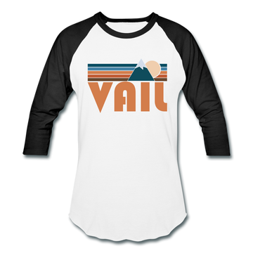Vail, Colorado Baseball T-Shirt - Retro Mountain Unisex Vail Raglan T Shirt - white/black