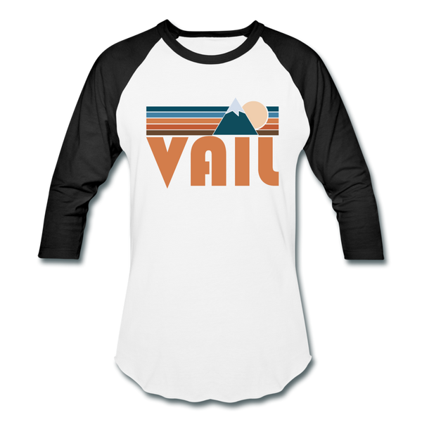 Vail, Colorado Baseball T-Shirt - Retro Mountain Unisex Vail Raglan T Shirt - white/black