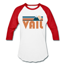 Vail, Colorado Baseball T-Shirt - Retro Mountain Unisex Vail Raglan T Shirt - white/red