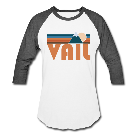 Vail, Colorado Baseball T-Shirt - Retro Mountain Unisex Vail Raglan T Shirt - white/charcoal