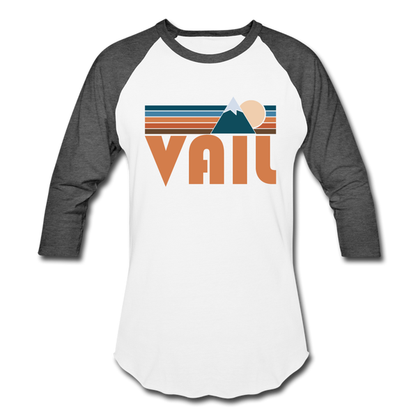 Vail, Colorado Baseball T-Shirt - Retro Mountain Unisex Vail Raglan T Shirt - white/charcoal