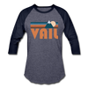 Vail, Colorado Baseball T-Shirt - Retro Mountain Unisex Vail Raglan T Shirt - heather blue/navy