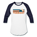 Vermont Baseball T-Shirt - Retro Mountain Unisex Vermont Raglan T Shirt - white/navy