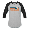 Vermont Baseball T-Shirt - Retro Mountain Unisex Vermont Raglan T Shirt - heather gray/black