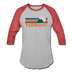 Vermont Baseball T-Shirt - Retro Mountain Unisex Vermont Raglan T Shirt - heather gray/red