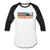 Vermont Baseball T-Shirt - Retro Mountain Unisex Vermont Raglan T Shirt - white/black