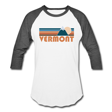 Vermont Baseball T-Shirt - Retro Mountain Unisex Vermont Raglan T Shirt - white/charcoal
