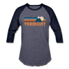 Vermont Baseball T-Shirt - Retro Mountain Unisex Vermont Raglan T Shirt - heather blue/navy