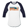 Wyoming Baseball T-Shirt - Retro Mountain Unisex Wyoming Raglan T Shirt - white/navy