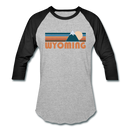 Wyoming Baseball T-Shirt - Retro Mountain Unisex Wyoming Raglan T Shirt - heather gray/black