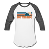 Wyoming Baseball T-Shirt - Retro Mountain Unisex Wyoming Raglan T Shirt - white/charcoal
