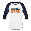 Utah Baseball T-Shirt - Retro Mountain Unisex Utah Raglan T Shirt - white/navy