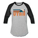 Utah Baseball T-Shirt - Retro Mountain Unisex Utah Raglan T Shirt - heather gray/black