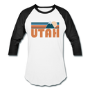 Utah Baseball T-Shirt - Retro Mountain Unisex Utah Raglan T Shirt - white/black