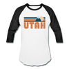 Utah Baseball T-Shirt - Retro Mountain Unisex Utah Raglan T Shirt - white/black