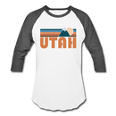 Utah Baseball T-Shirt - Retro Mountain Unisex Utah Raglan T Shirt - white/charcoal