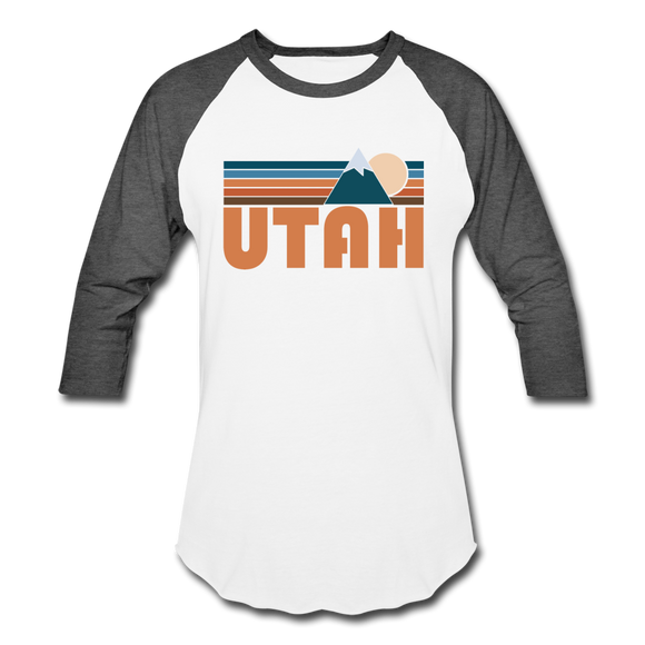 Utah Baseball T-Shirt - Retro Mountain Unisex Utah Raglan T Shirt - white/charcoal