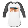 Utah Baseball T-Shirt - Retro Mountain Unisex Utah Raglan T Shirt - white/charcoal