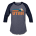 Utah Baseball T-Shirt - Retro Mountain Unisex Utah Raglan T Shirt - heather blue/navy