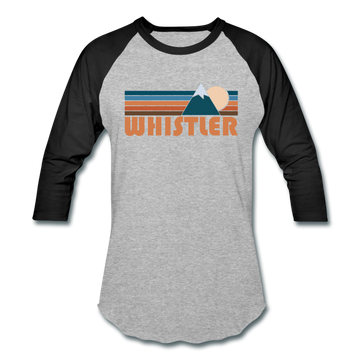 Whistler, Canada Baseball T-Shirt - Retro Mountain Unisex Whistler Raglan T Shirt - heather gray/black