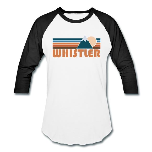 Whistler, Canada Baseball T-Shirt - Retro Mountain Unisex Whistler Raglan T Shirt - white/black