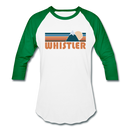 Whistler, Canada Baseball T-Shirt - Retro Mountain Unisex Whistler Raglan T Shirt - white/kelly green