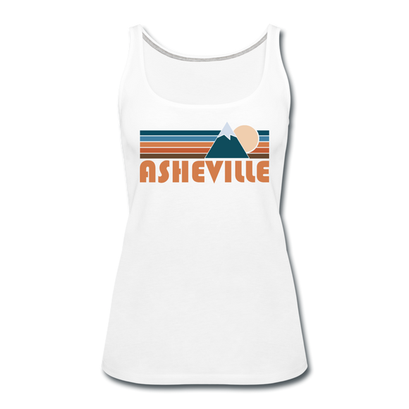 Asheville, North Carolina Women’s Tank Top - Retro Mountain Women’s Asheville Tank Top - white