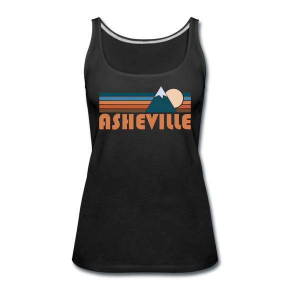 Asheville, North Carolina Women’s Tank Top - Retro Mountain Women’s Asheville Tank Top - black