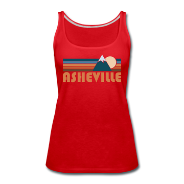 Asheville, North Carolina Women’s Tank Top - Retro Mountain Women’s Asheville Tank Top - red