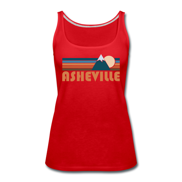 Asheville, North Carolina Women’s Tank Top - Retro Mountain Women’s Asheville Tank Top - red
