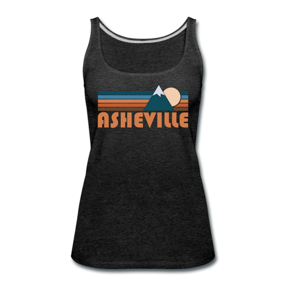 Asheville, North Carolina Women’s Tank Top - Retro Mountain Women’s Asheville Tank Top - charcoal gray