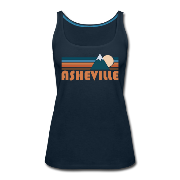 Asheville, North Carolina Women’s Tank Top - Retro Mountain Women’s Asheville Tank Top - deep navy
