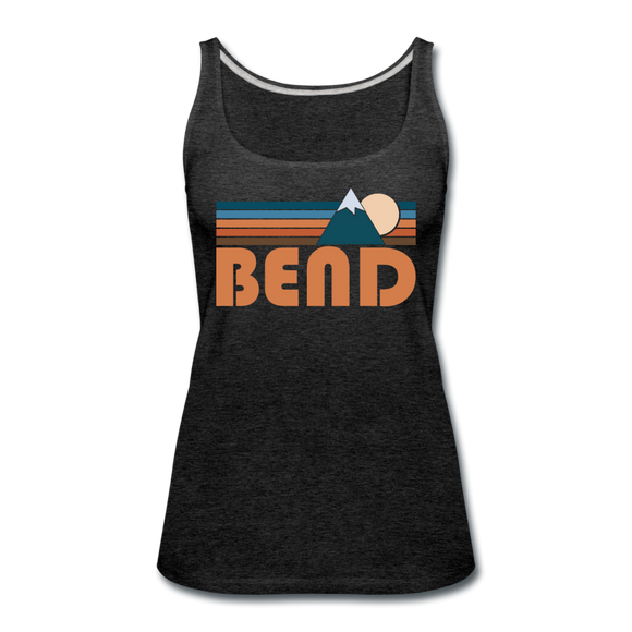 Bend, Oregon Women’s Tank Top - Retro Mountain Women’s Bend Tank Top - charcoal gray