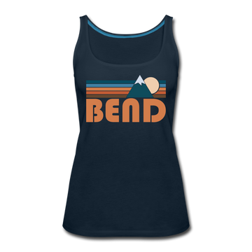 Bend, Oregon Women’s Tank Top - Retro Mountain Women’s Bend Tank Top - deep navy