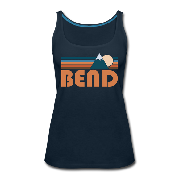 Bend, Oregon Women’s Tank Top - Retro Mountain Women’s Bend Tank Top - deep navy