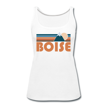 Boise, Idaho Women’s Tank Top - Retro Mountain Women’s Boise Tank Top - white