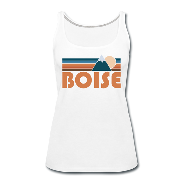 Boise, Idaho Women’s Tank Top - Retro Mountain Women’s Boise Tank Top - white