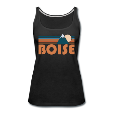 Boise, Idaho Women’s Tank Top - Retro Mountain Women’s Boise Tank Top - black