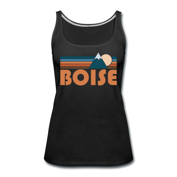 Boise, Idaho Women’s Tank Top - Retro Mountain Women’s Boise Tank Top - black