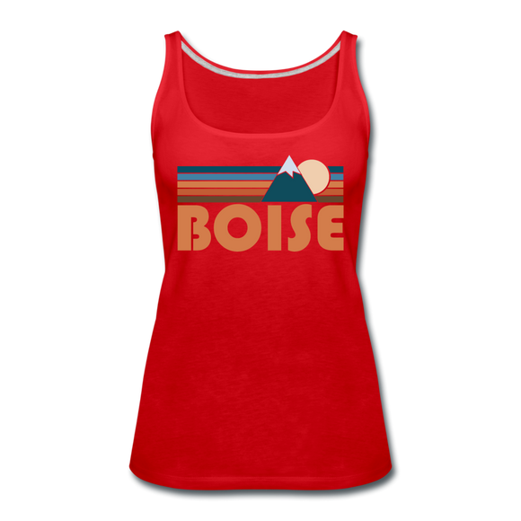 Boise, Idaho Women’s Tank Top - Retro Mountain Women’s Boise Tank Top - red