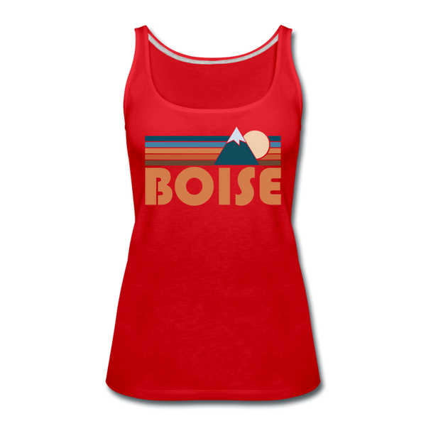 Boise, Idaho Women’s Tank Top - Retro Mountain Women’s Boise Tank Top - red