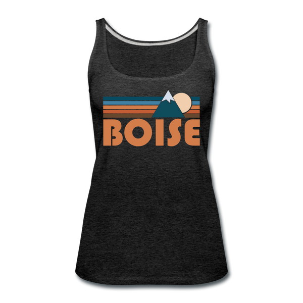 Boise, Idaho Women’s Tank Top - Retro Mountain Women’s Boise Tank Top - charcoal gray