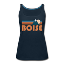 Boise, Idaho Women’s Tank Top - Retro Mountain Women’s Boise Tank Top - deep navy
