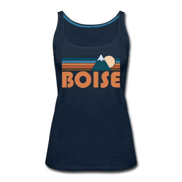 Boise, Idaho Women’s Tank Top - Retro Mountain Women’s Boise Tank Top - deep navy